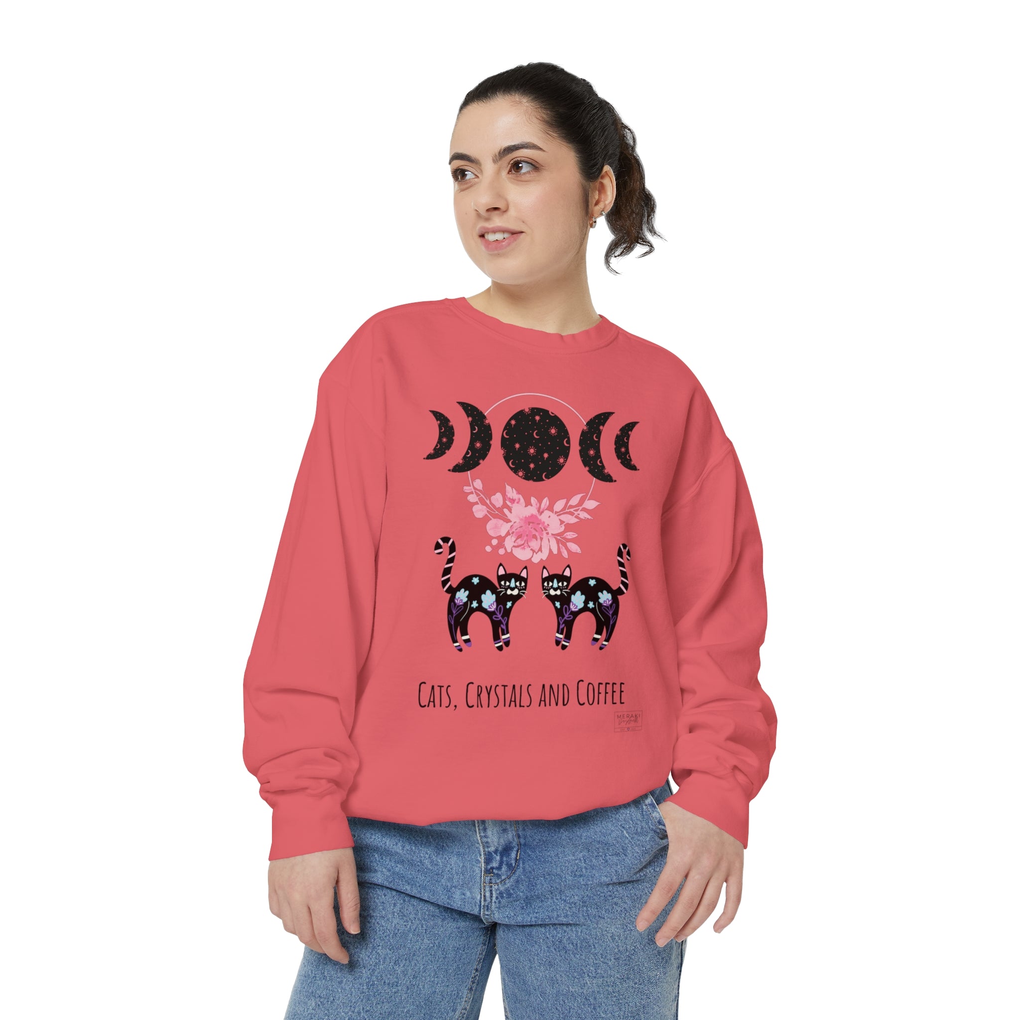 Unisex Cats, Crystals, Coffee Sweatshirt