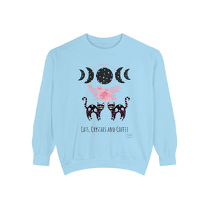 Unisex Cats, Crystals, Coffee Sweatshirt