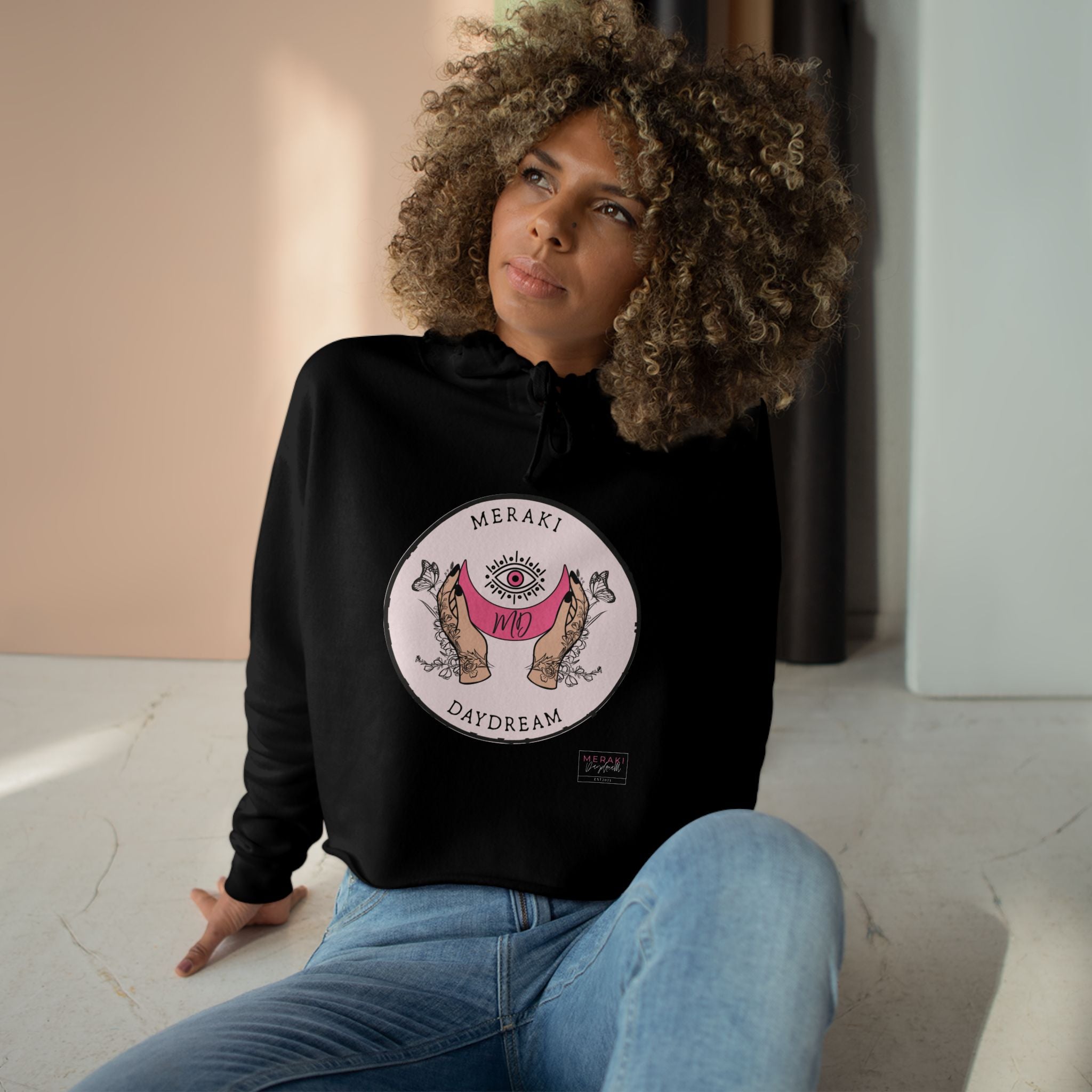 Sudadera corta con capucha y logotipo Meraki Daydream