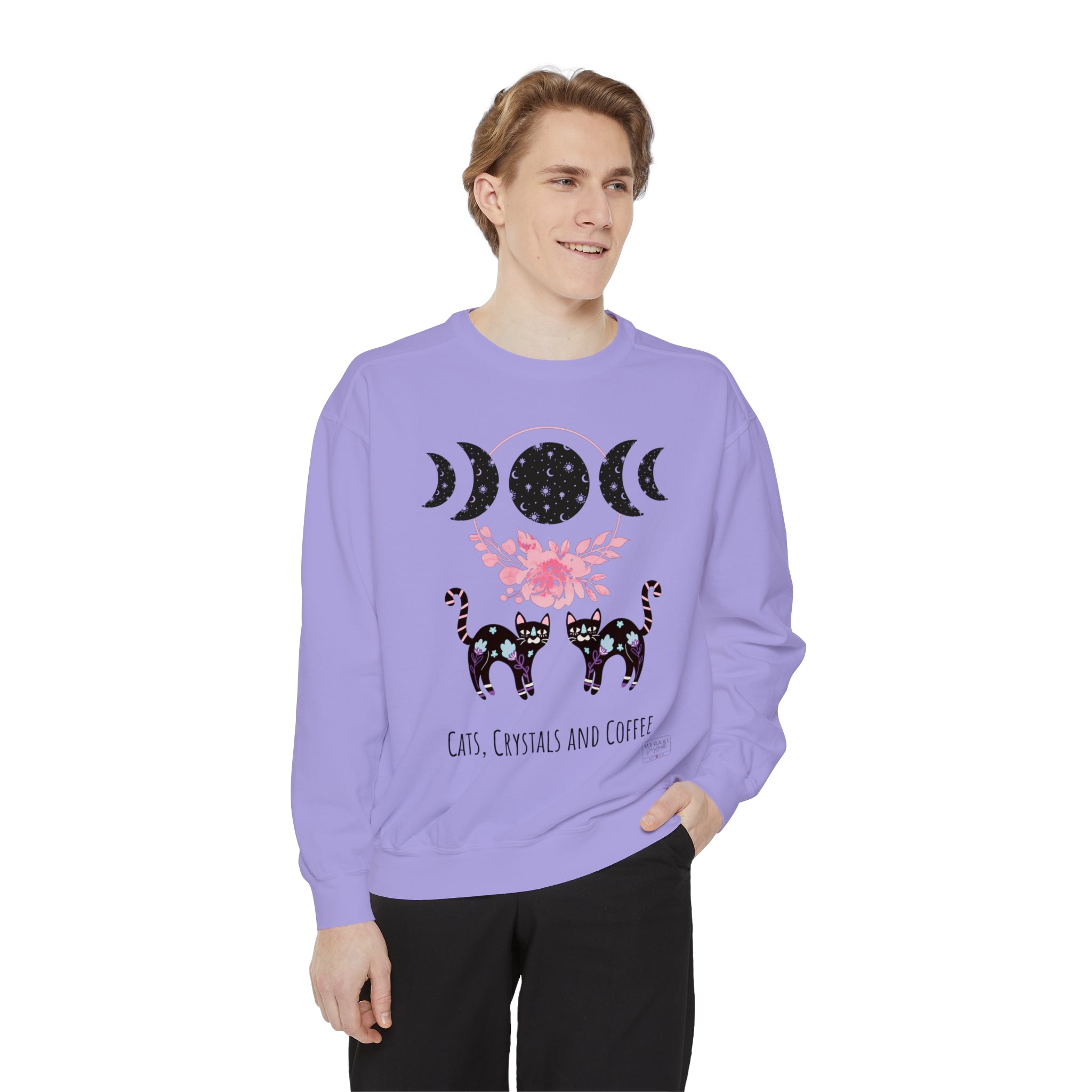 Unisex Cats, Crystals, Coffee Sweatshirt