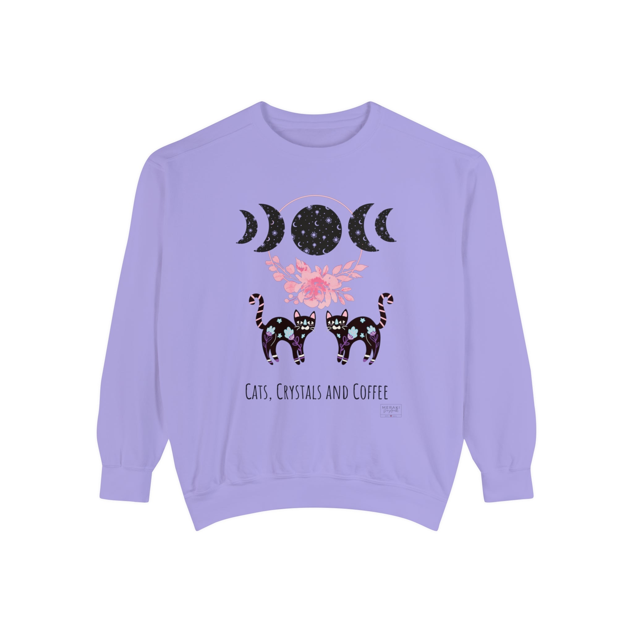 Unisex Cats, Crystals, Coffee Sweatshirt