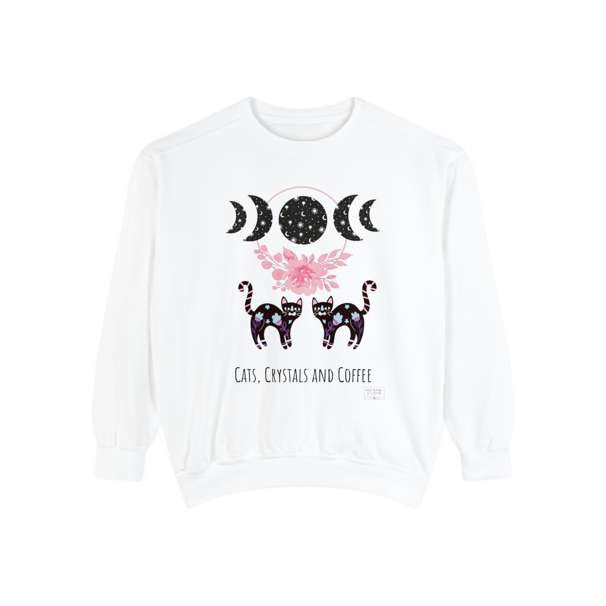 Unisex Cats, Crystals, Coffee Sweatshirt