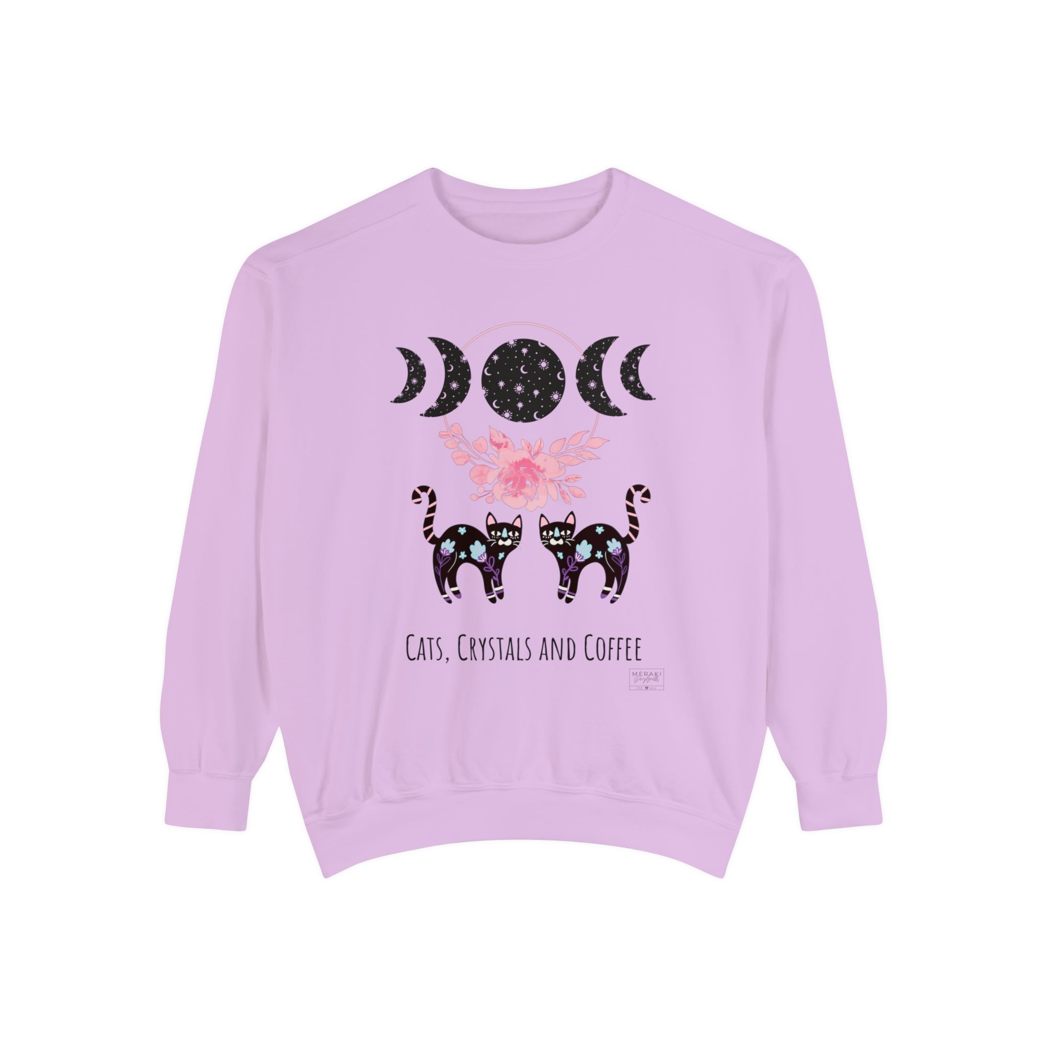 Unisex Cats, Crystals, Coffee Sweatshirt