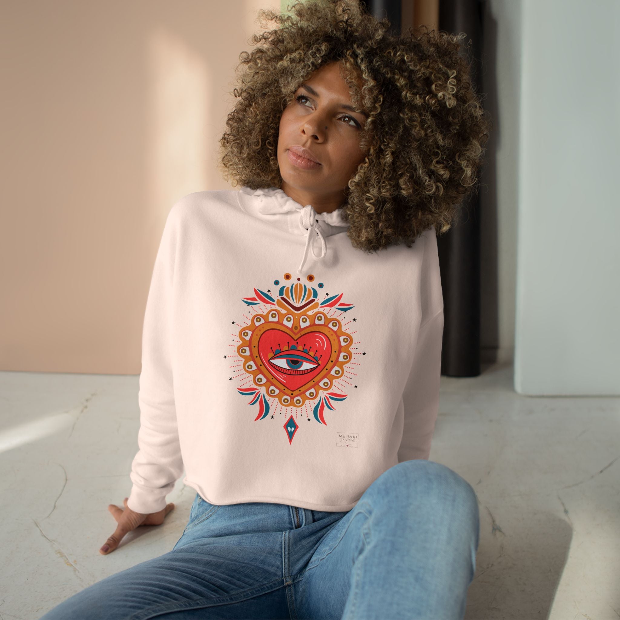 Heart Eye Crop Hoodie