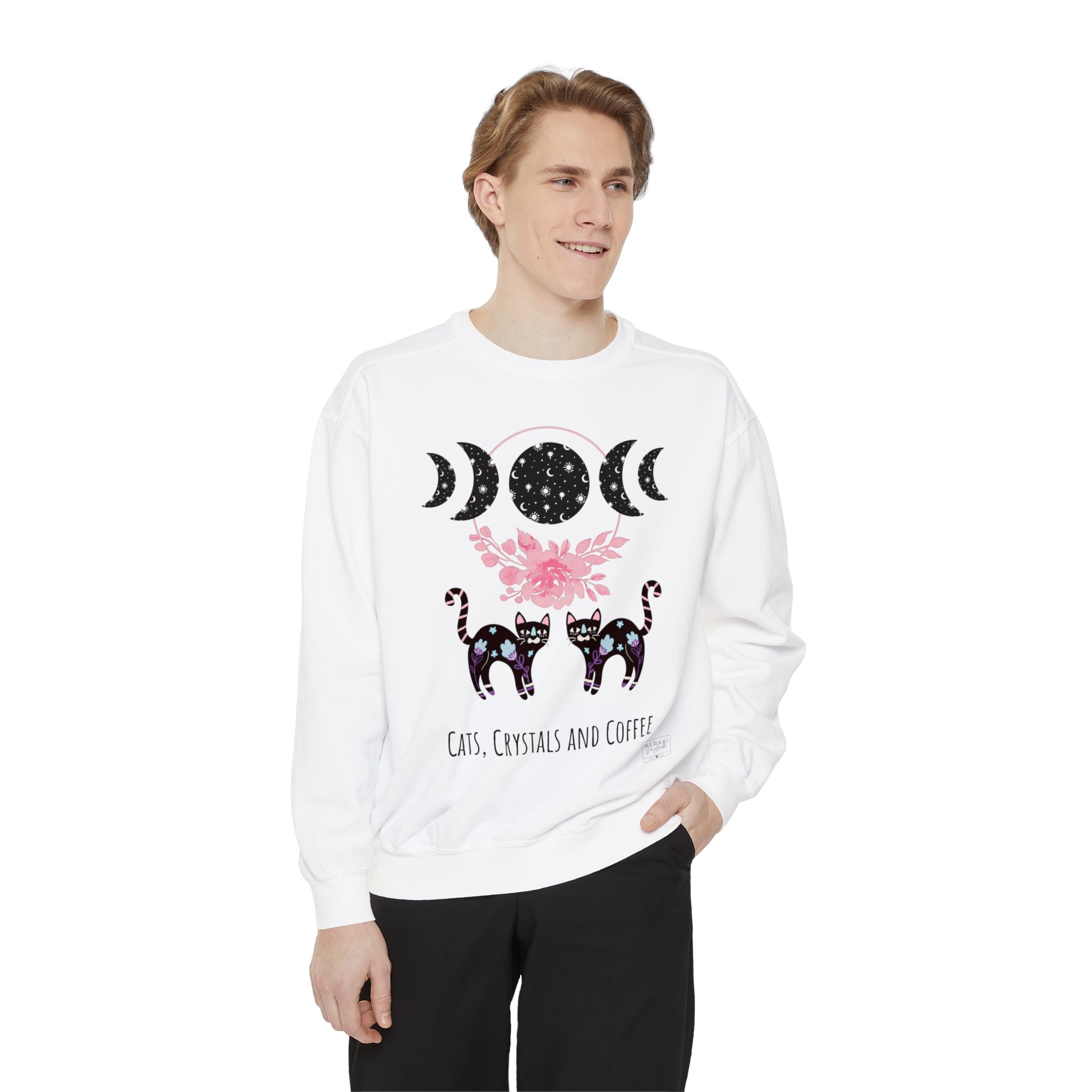 Unisex Cats, Crystals, Coffee Sweatshirt