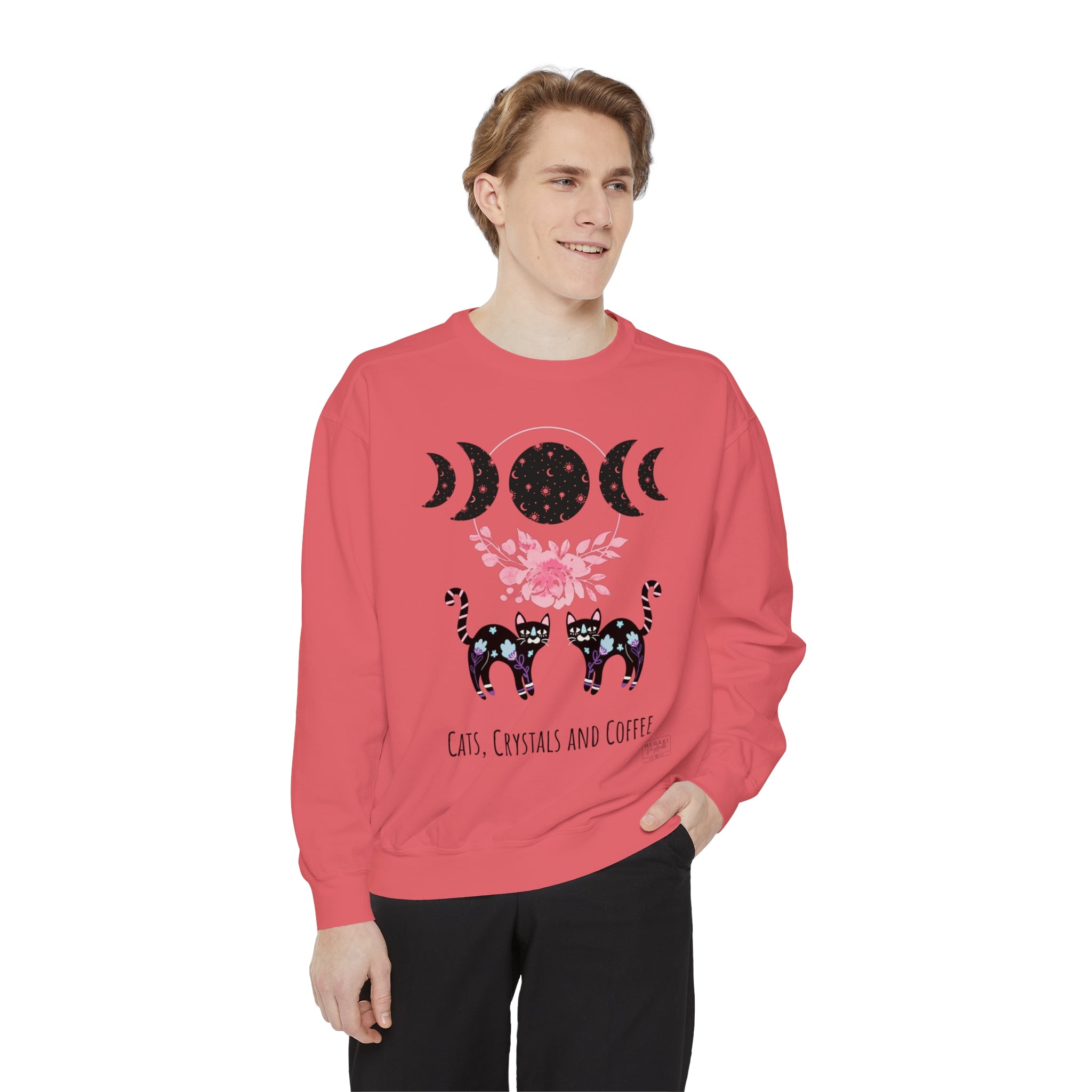 Unisex Cats, Crystals, Coffee Sweatshirt