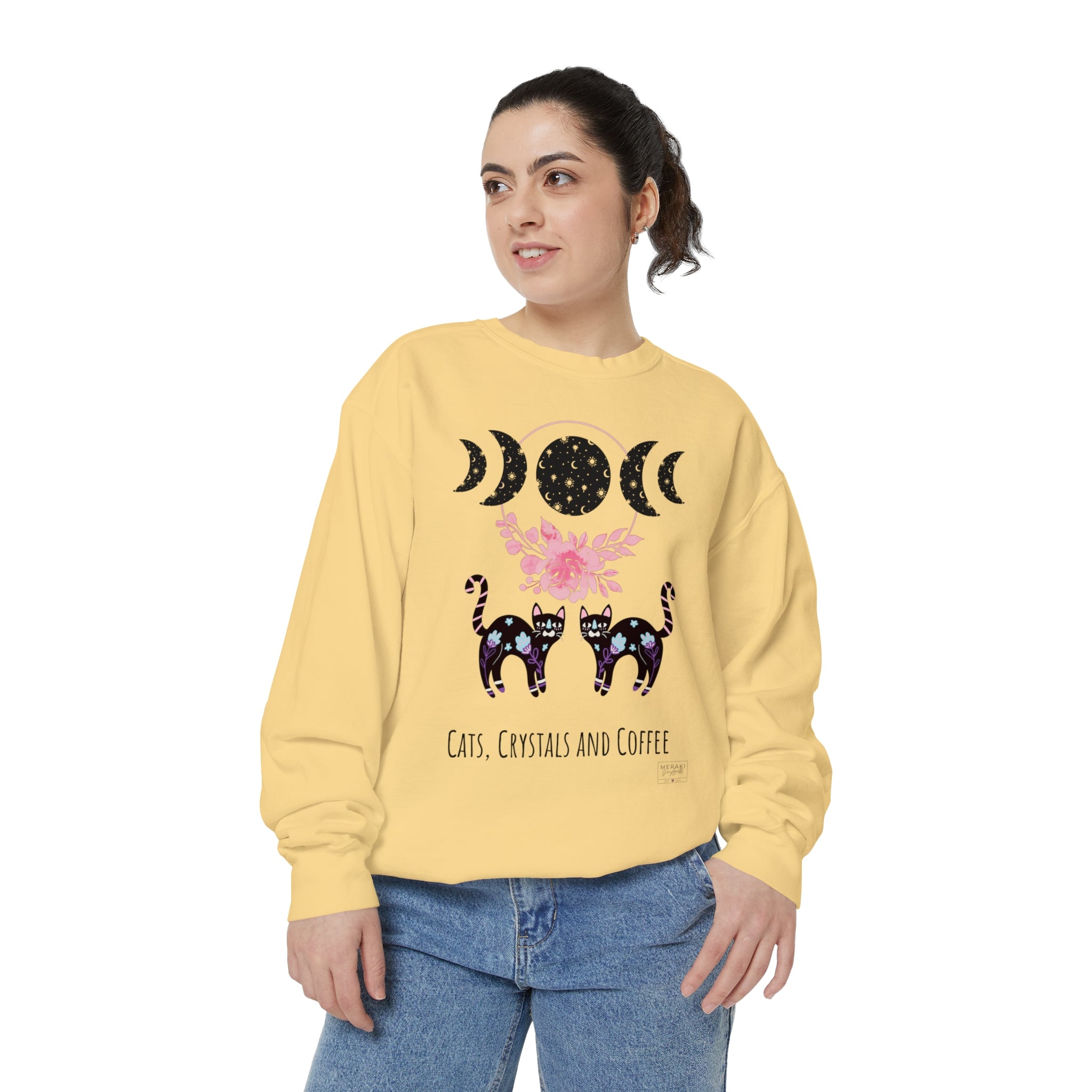 Unisex Cats, Crystals, Coffee Sweatshirt