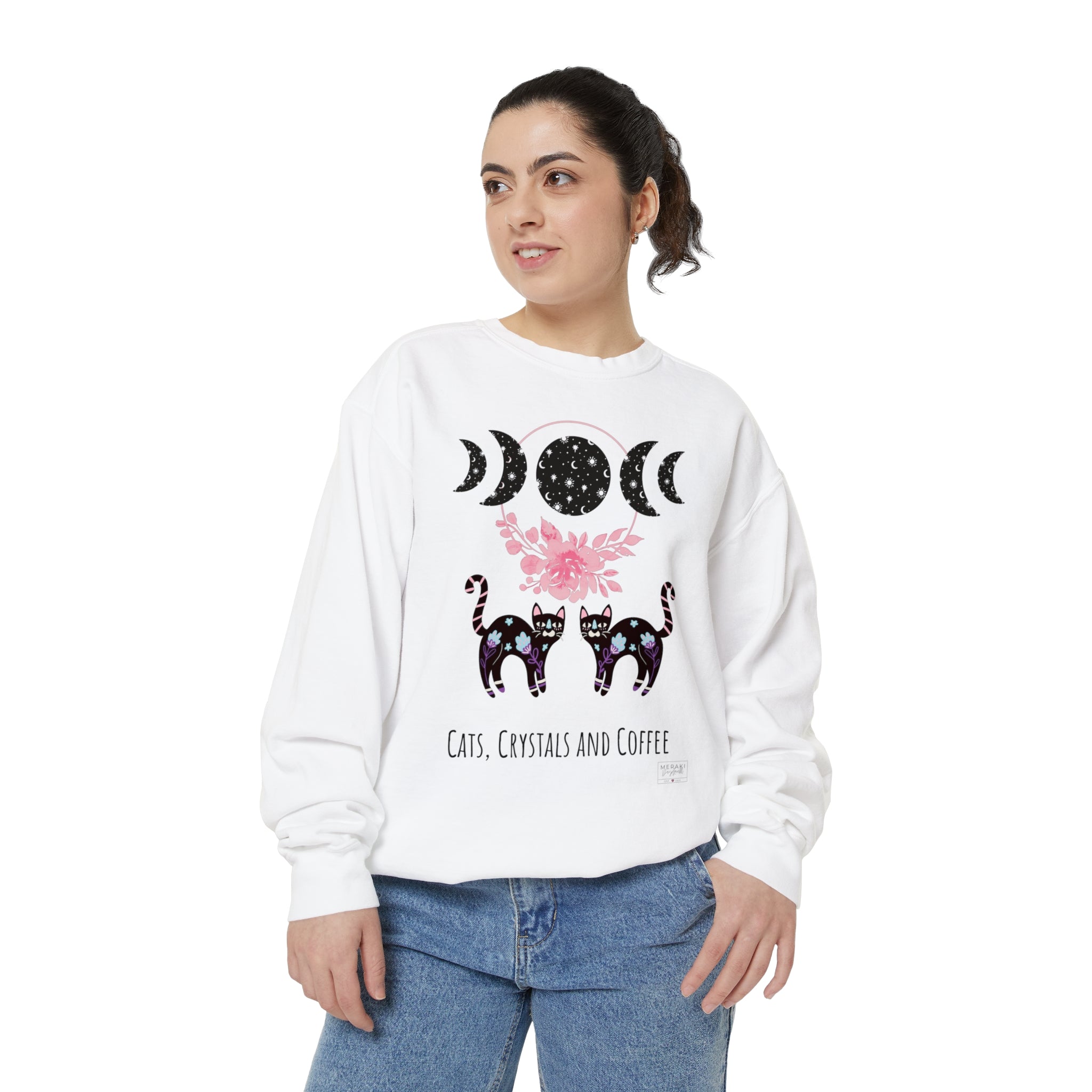 Unisex Cats, Crystals, Coffee Sweatshirt