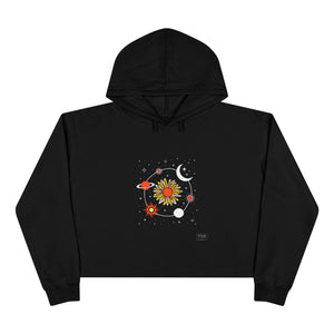 Kurzer Hoodie mit kosmischem Planeten-Print