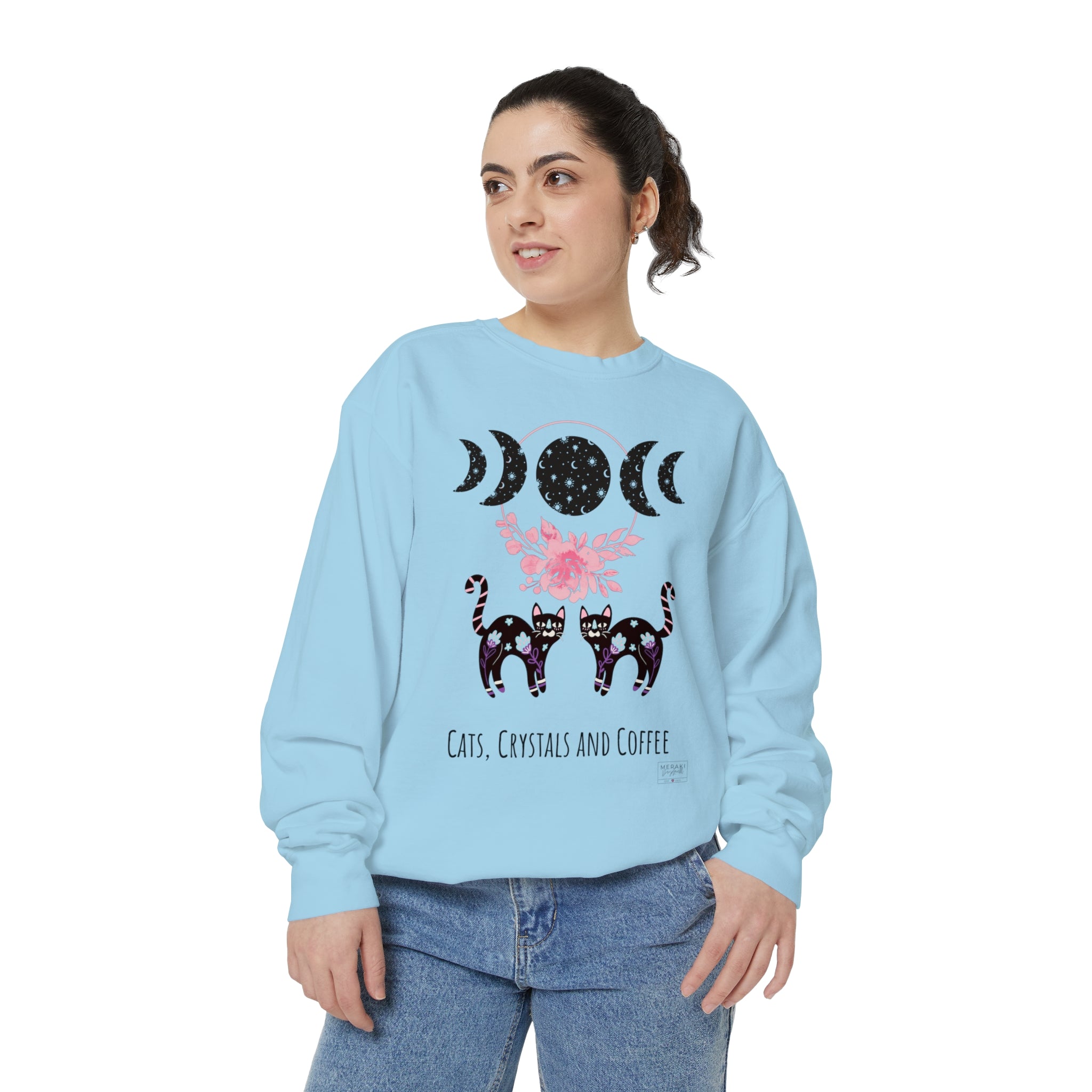 Unisex Cats, Crystals, Coffee Sweatshirt