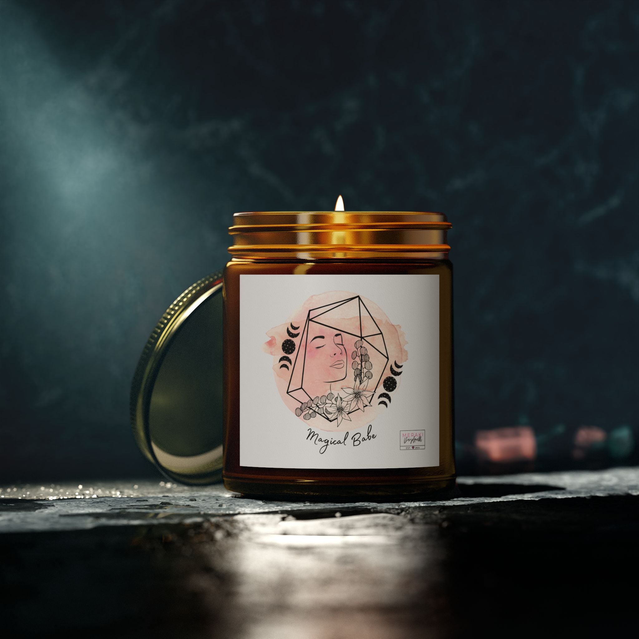 Amber glass ritual candle for magnetism and self-expression