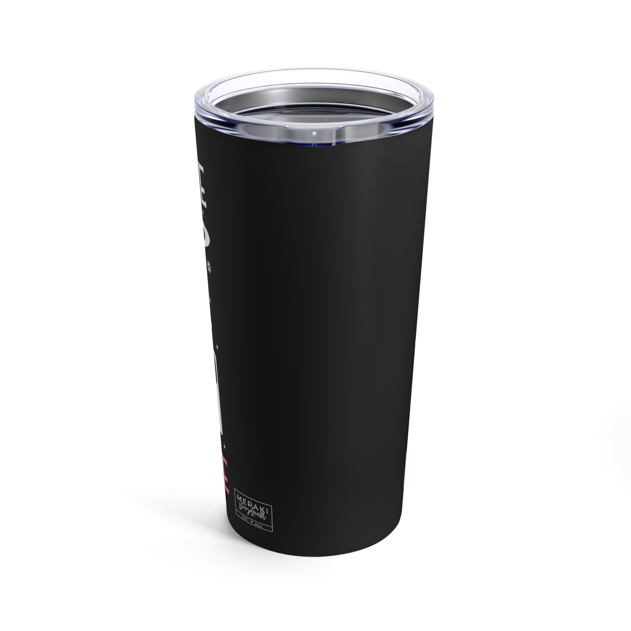 Back of 20oz stainless steel tumbler showing full wrap design and smooth rounded shape