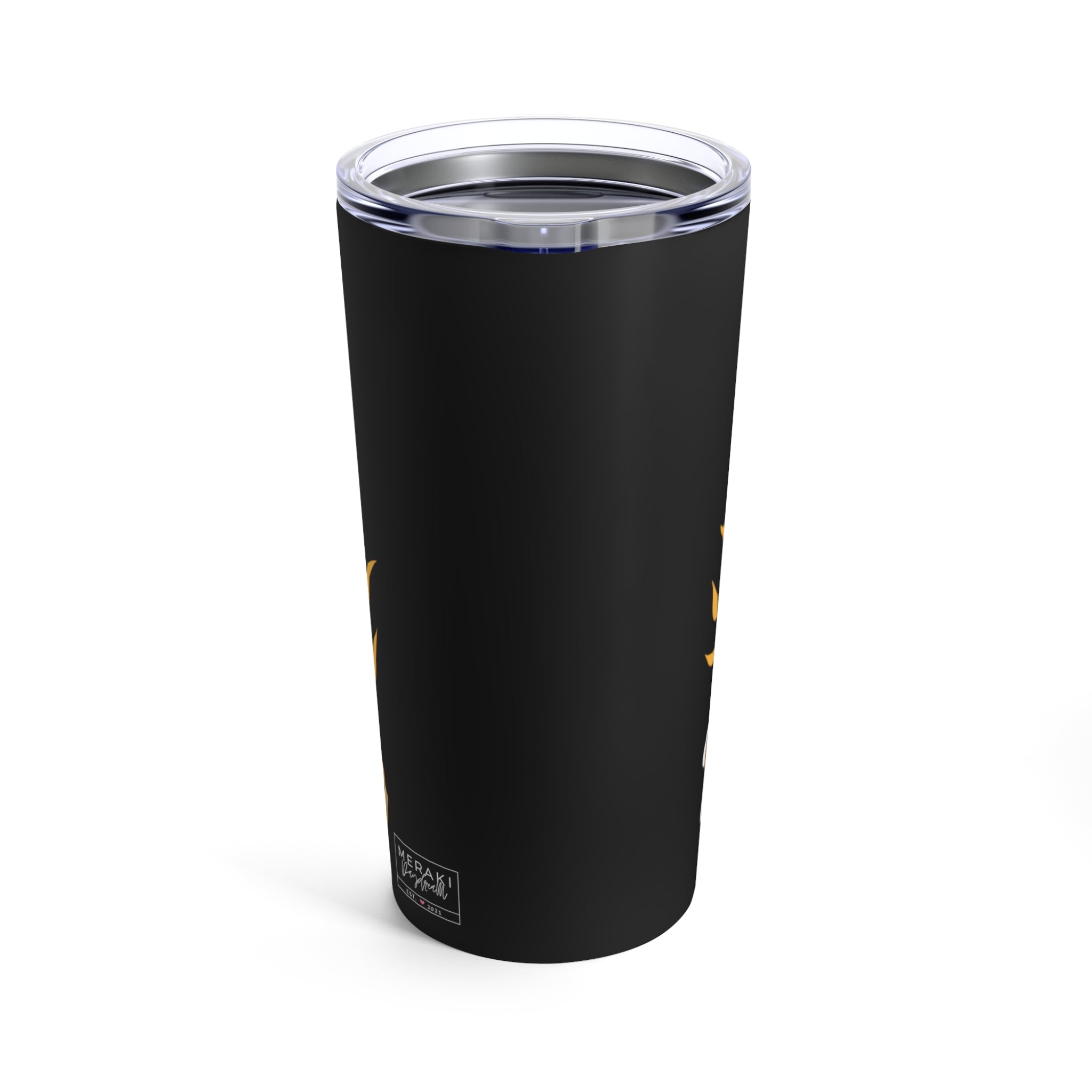 Back of 20oz stainless steel tumbler with full wraparound spiritual design