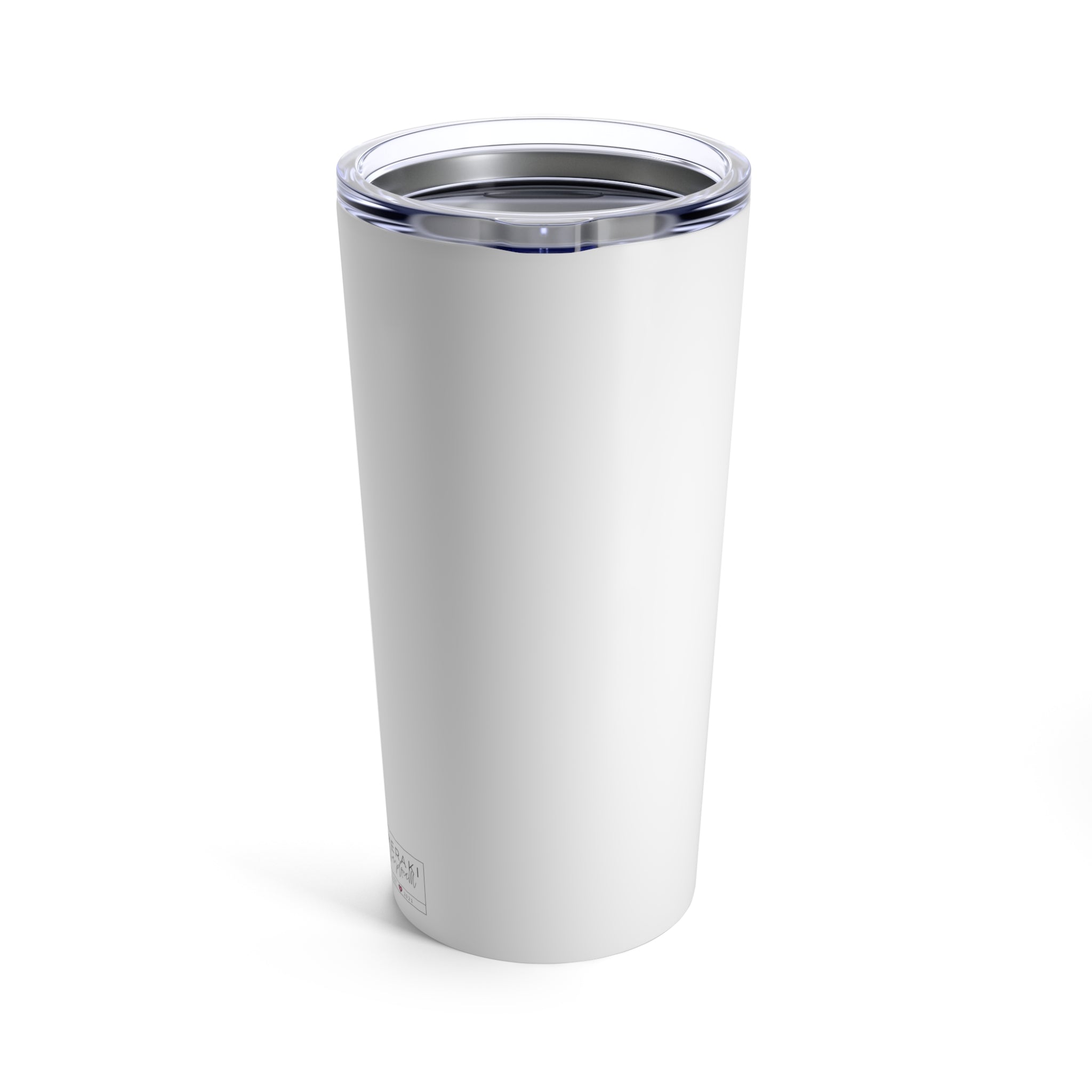 Back view of 20oz stainless steel tumbler showing full wraparound design and smooth finish