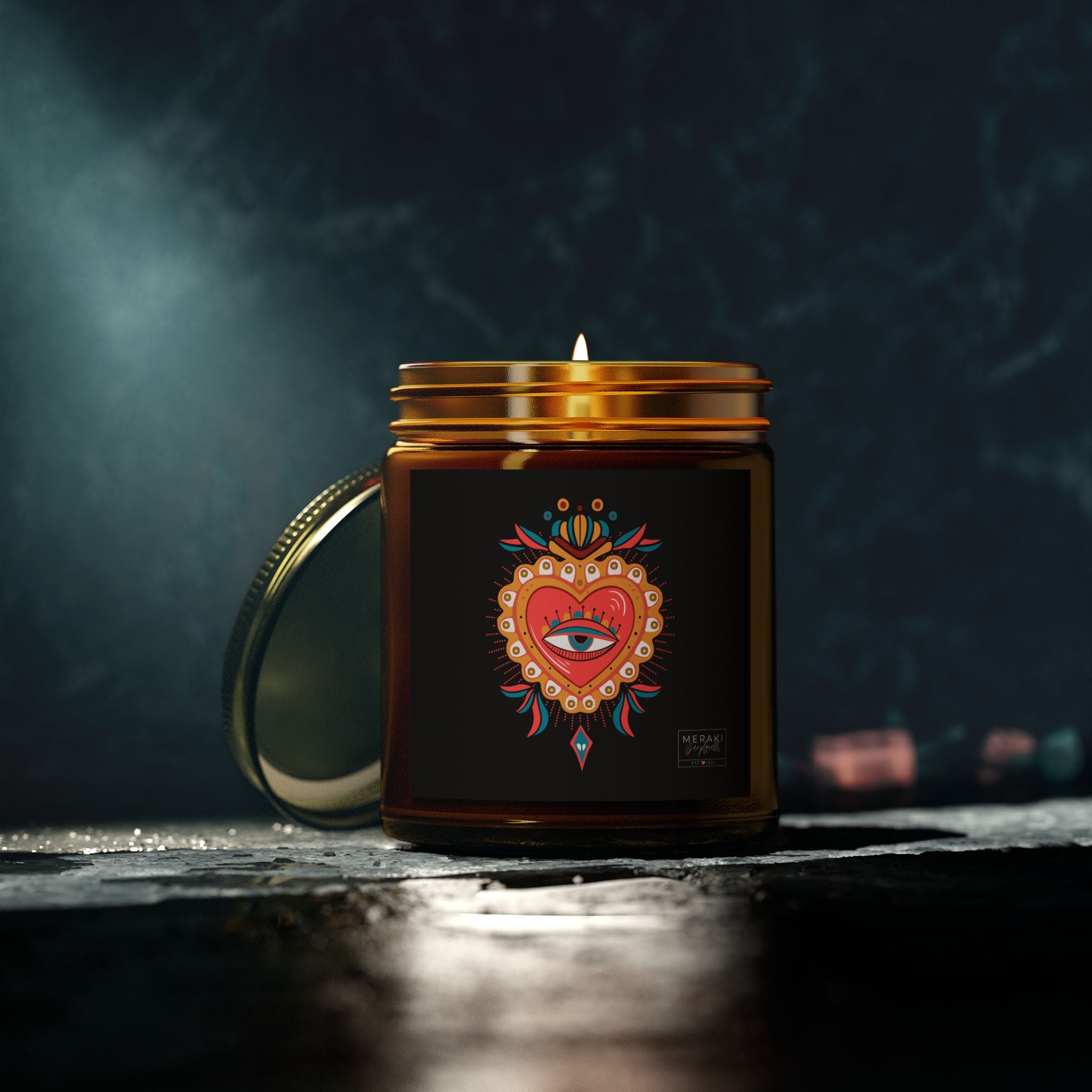 Heart chakra candle by Meraki Daydream