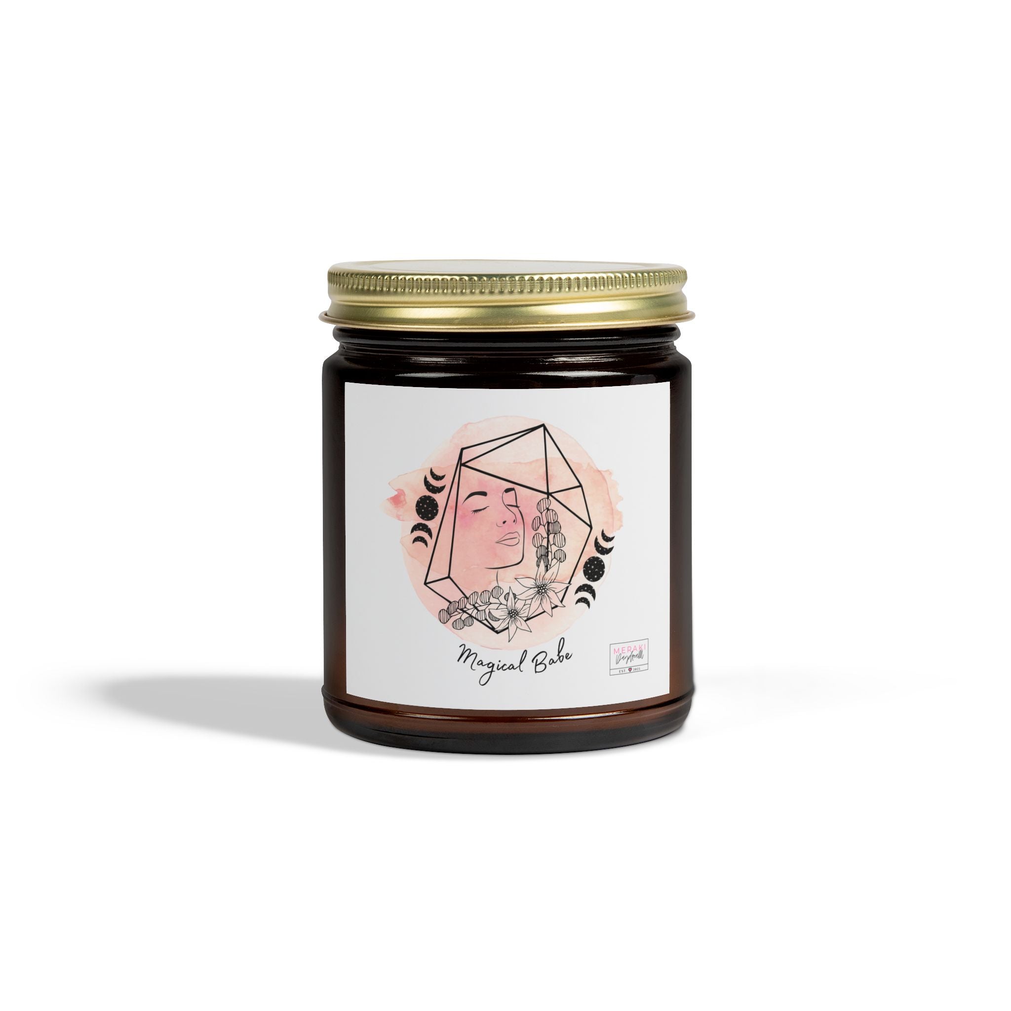 Magical Babe candle in amber jar with gold lid