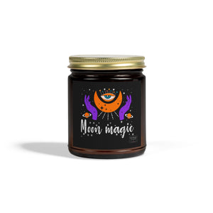 Moon Magic candle in amber jar with gold lid