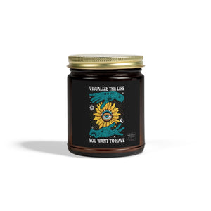 Visualize the Life You Want candle in amber jar with gold lid
