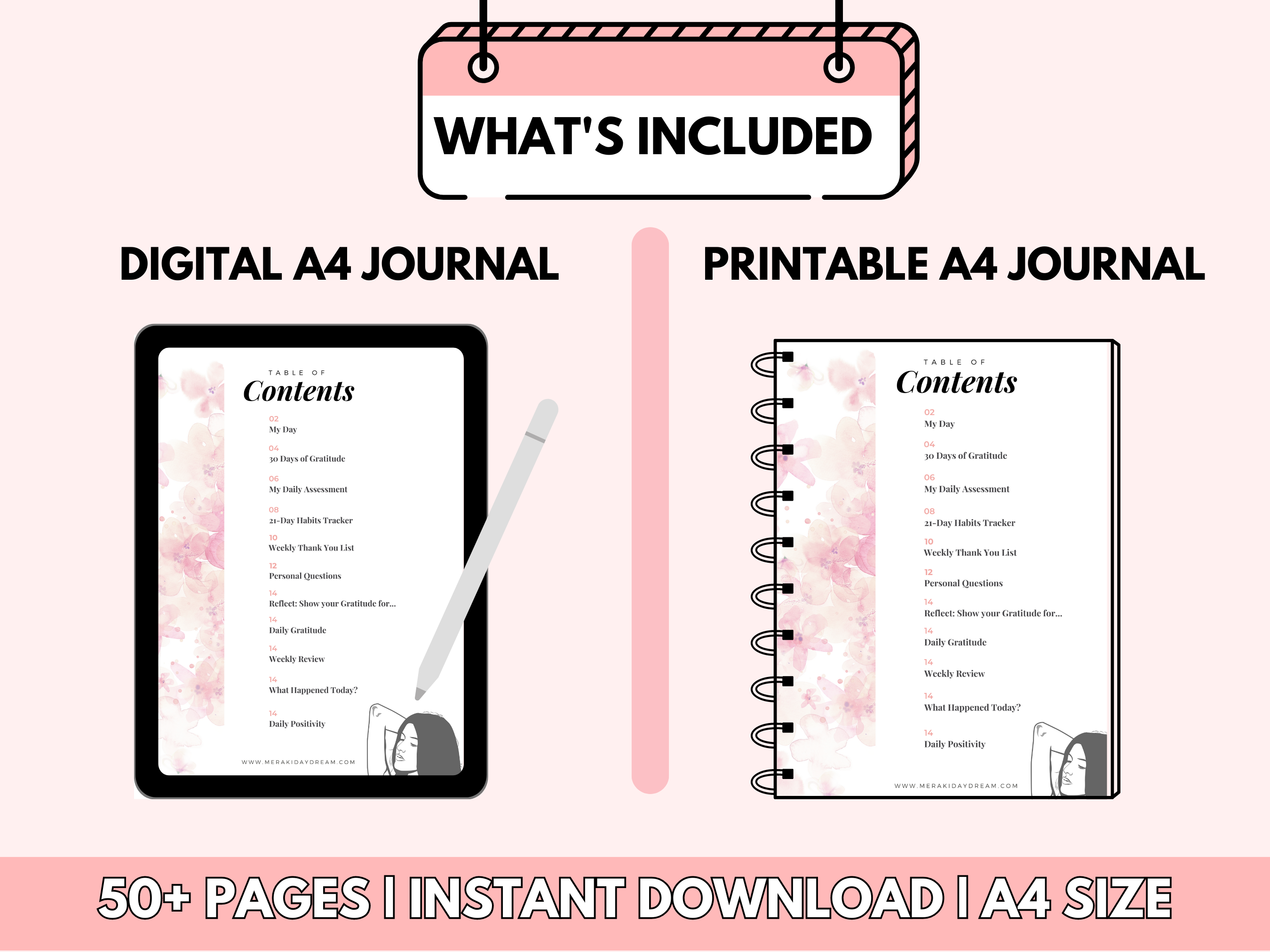 Gratitude Journal & Planner | Law of Attraction | Affirmation Journal | Habit Tracker - Meraki Daydream