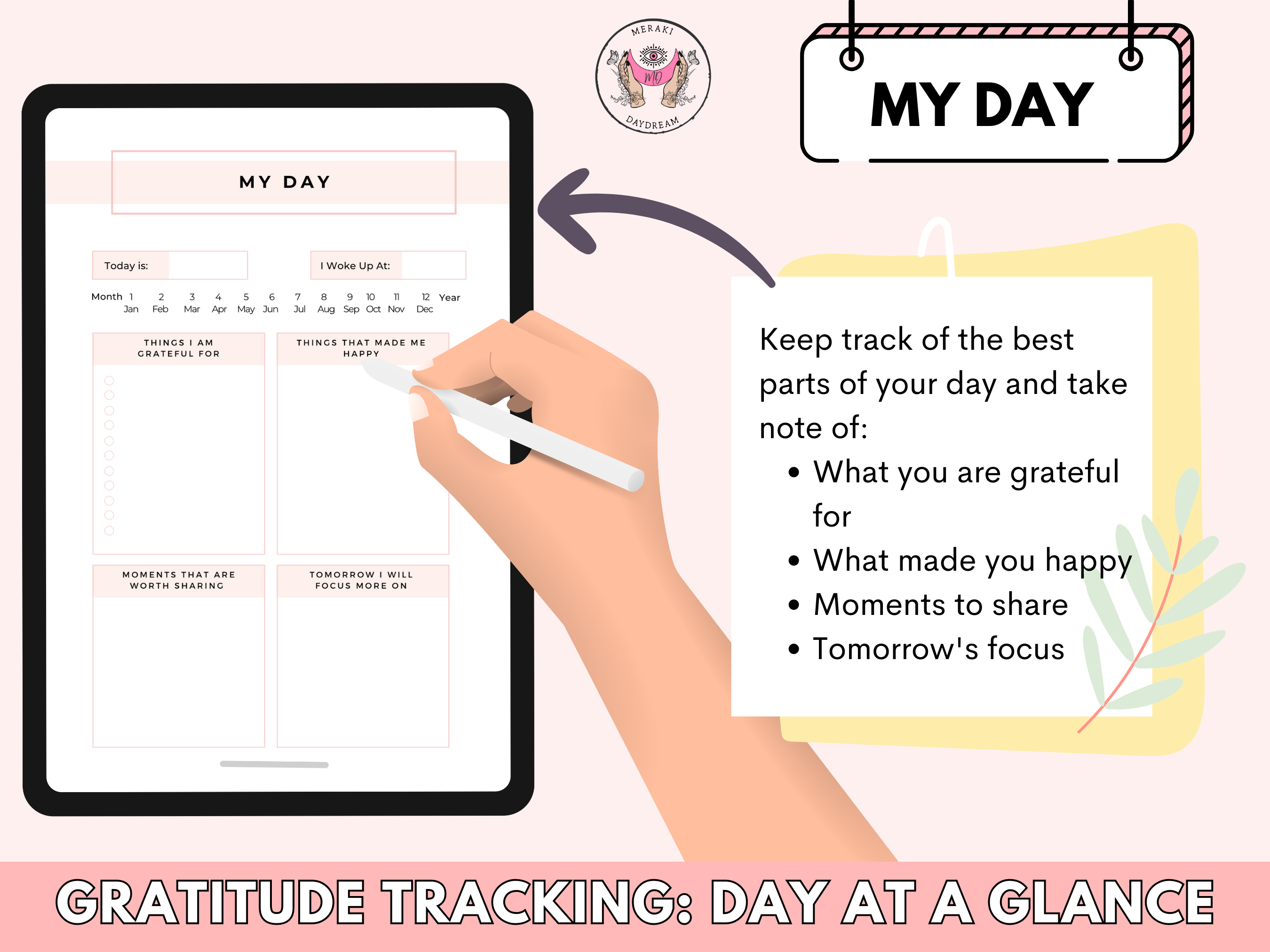 Gratitude Journal & Planner | Law of Attraction | Affirmation Journal | Habit Tracker - Meraki Daydream