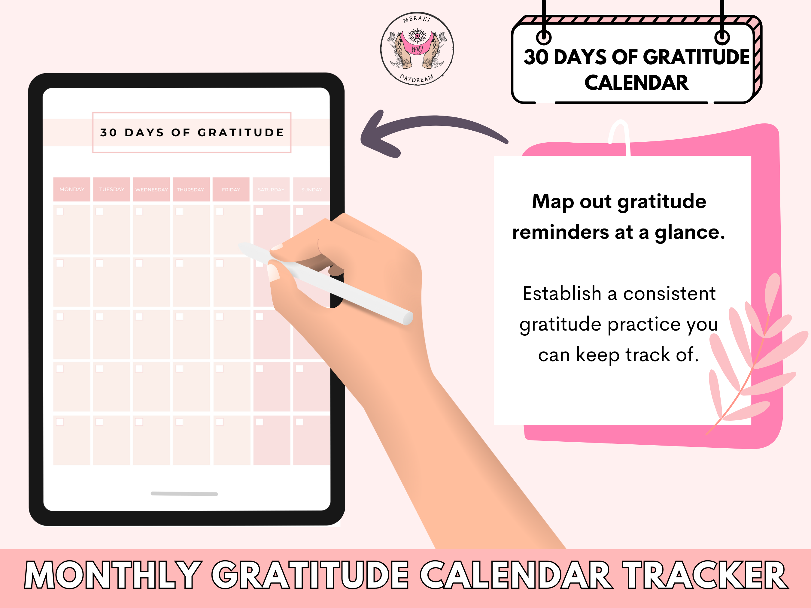 Gratitude Journal & Planner | Law of Attraction | Affirmation Journal | Habit Tracker - Meraki Daydream