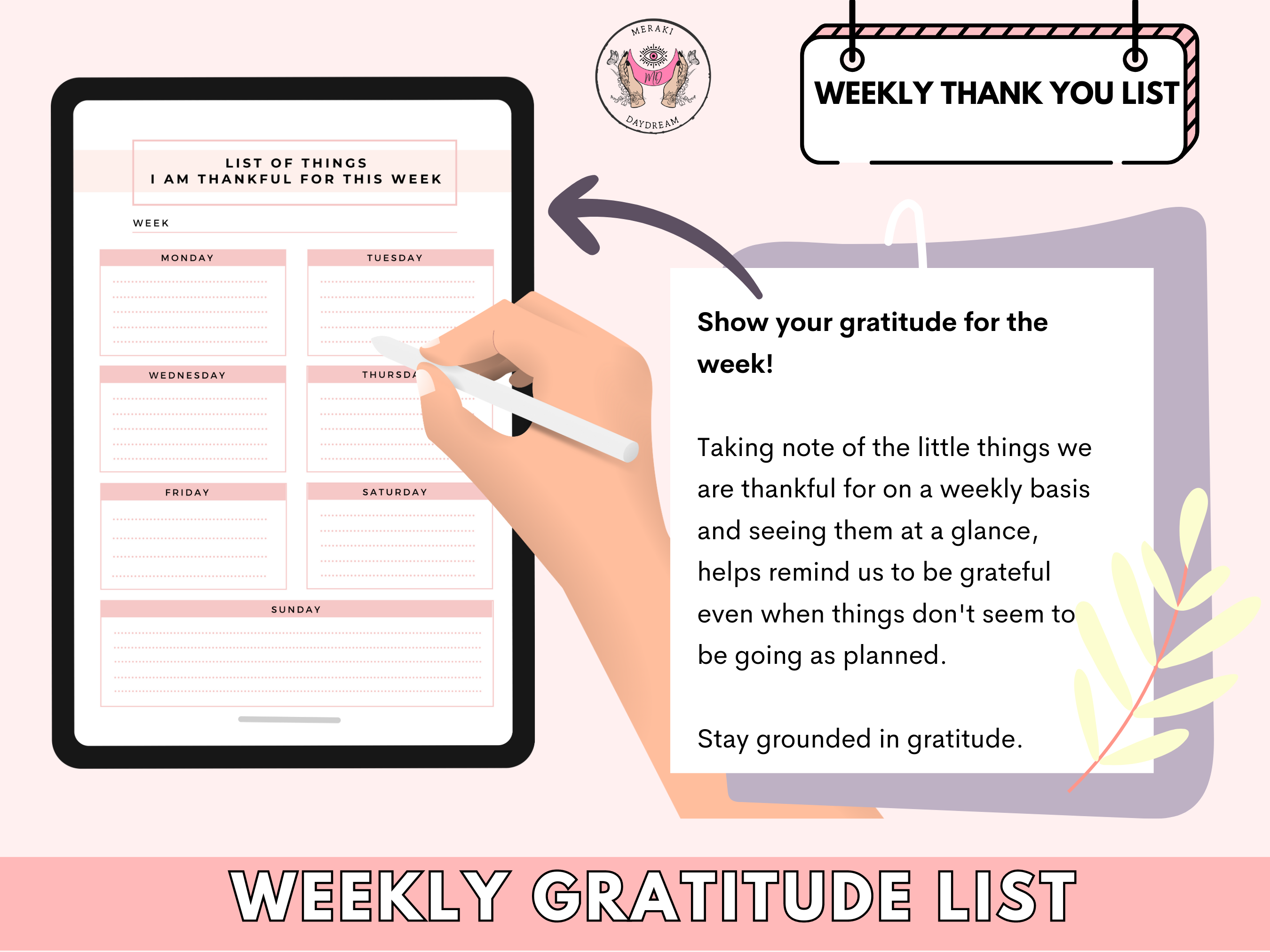 Gratitude Journal & Planner | Law of Attraction | Affirmation Journal | Habit Tracker - Meraki Daydream