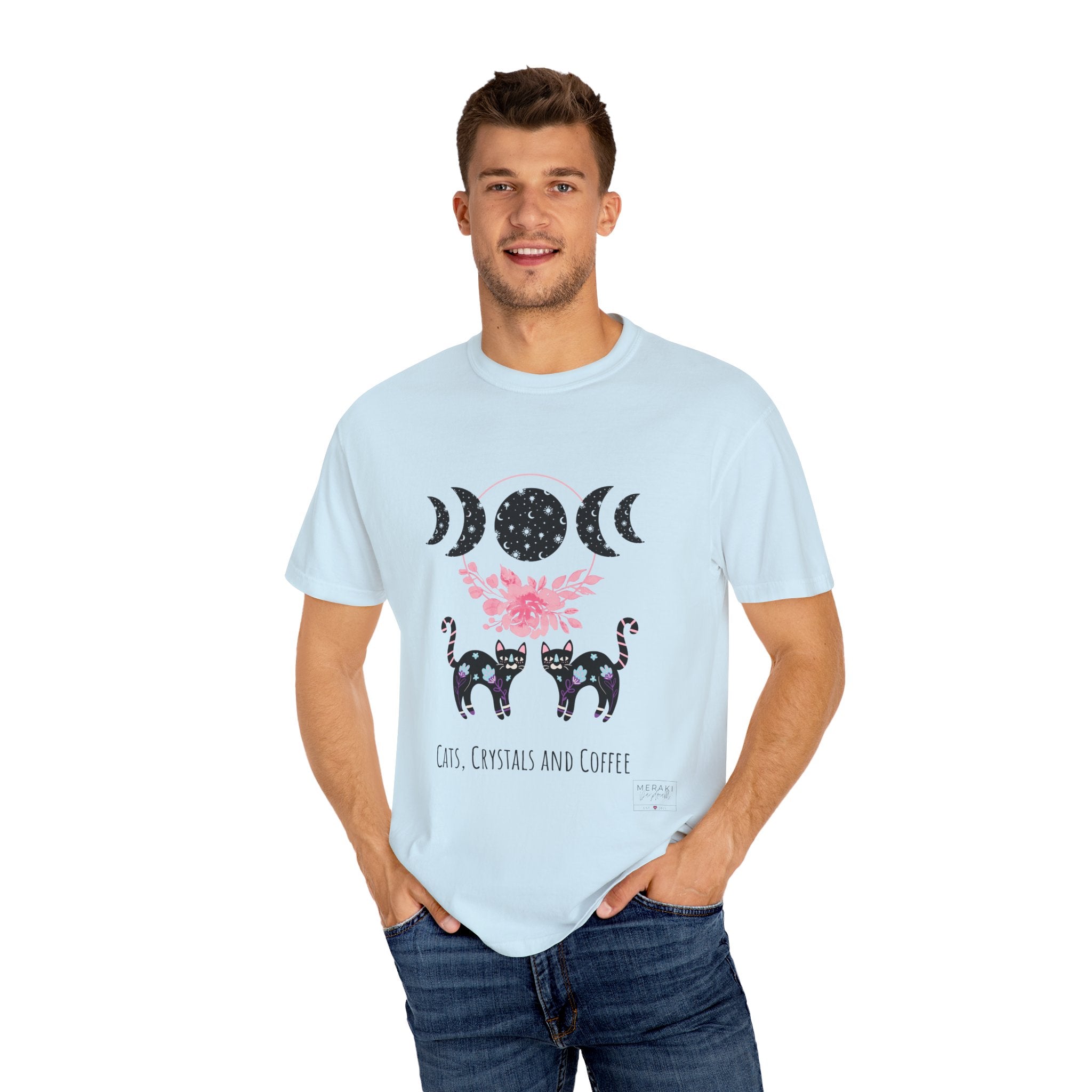 Unisex Cats, Crystals, Coffee T-Shirt