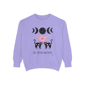 Unisex Cats, Crystals, Coffee Sweatshirt