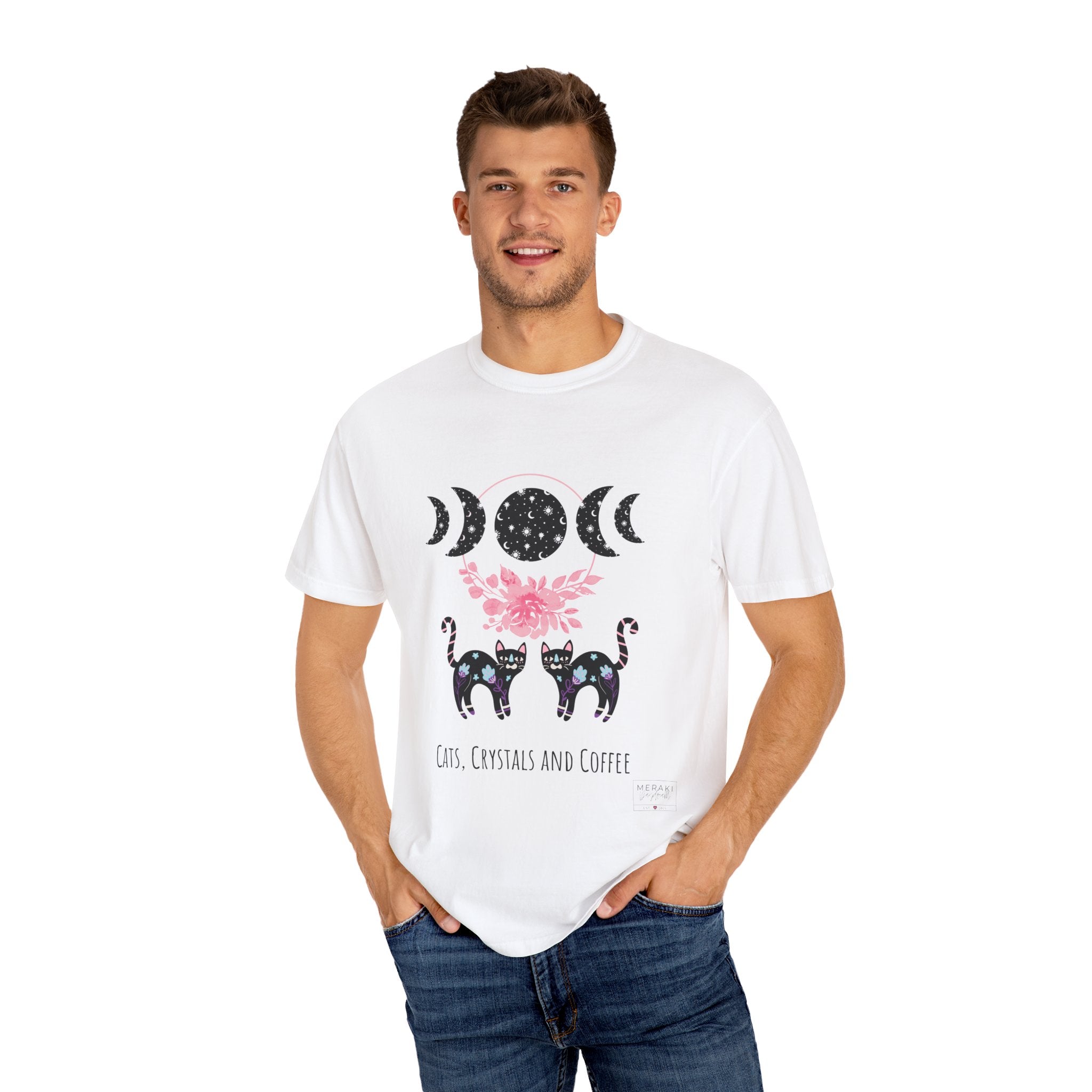 Unisex Cats, Crystals, Coffee T-Shirt