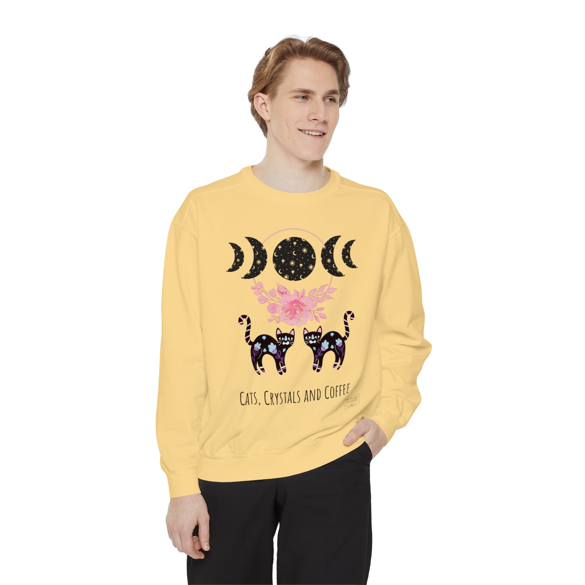 Unisex Cats, Crystals, Coffee Sweatshirt