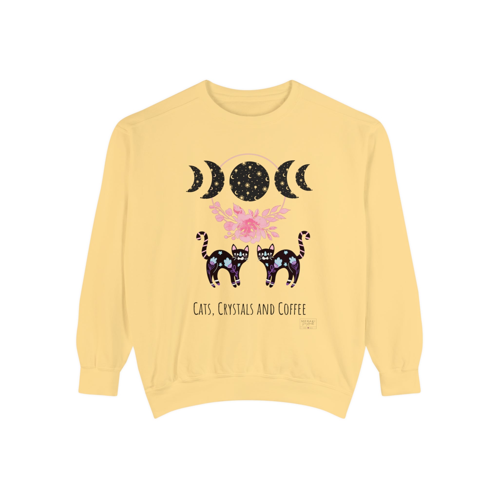 Unisex Cats, Crystals, Coffee Sweatshirt