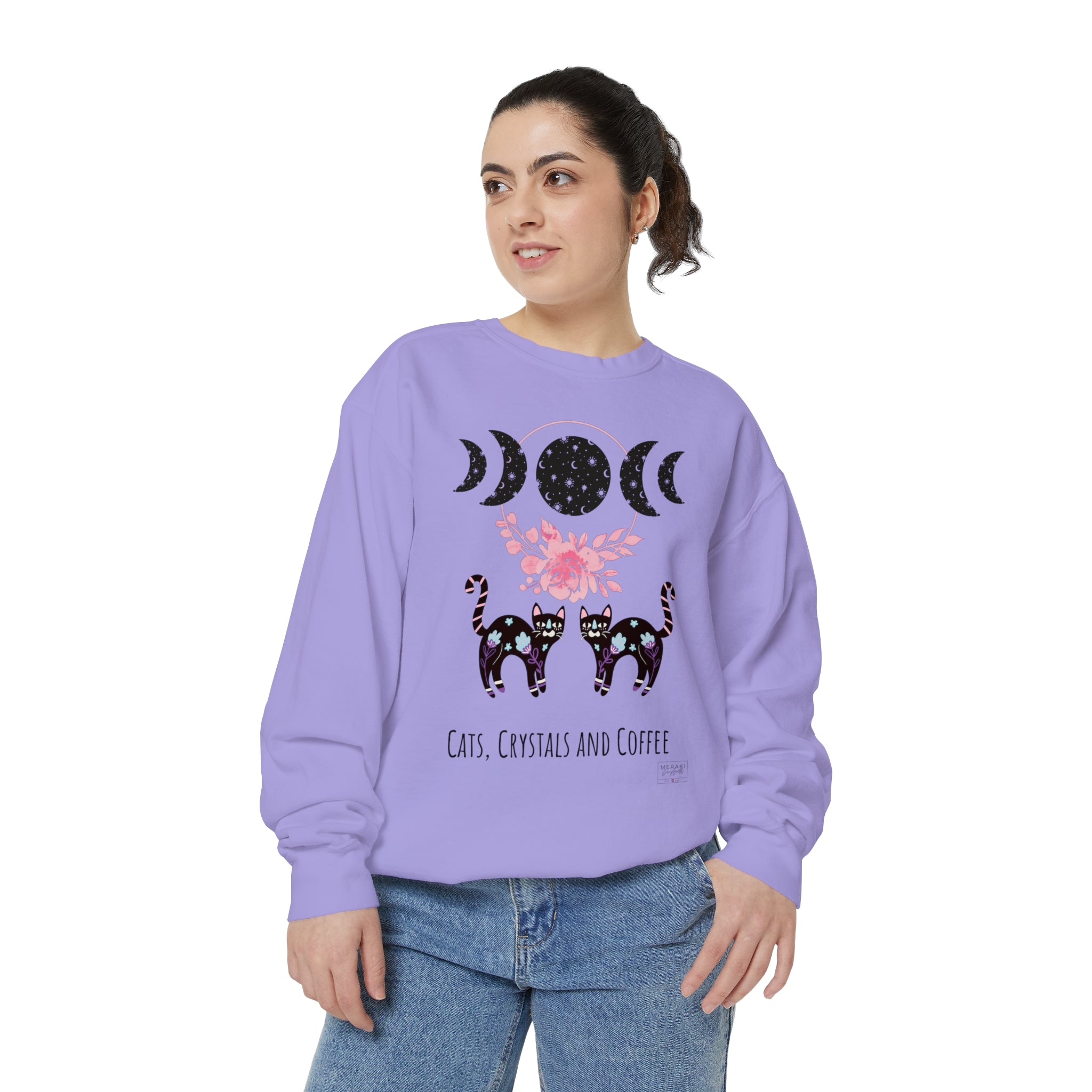 Unisex Cats, Crystals, Coffee Sweatshirt