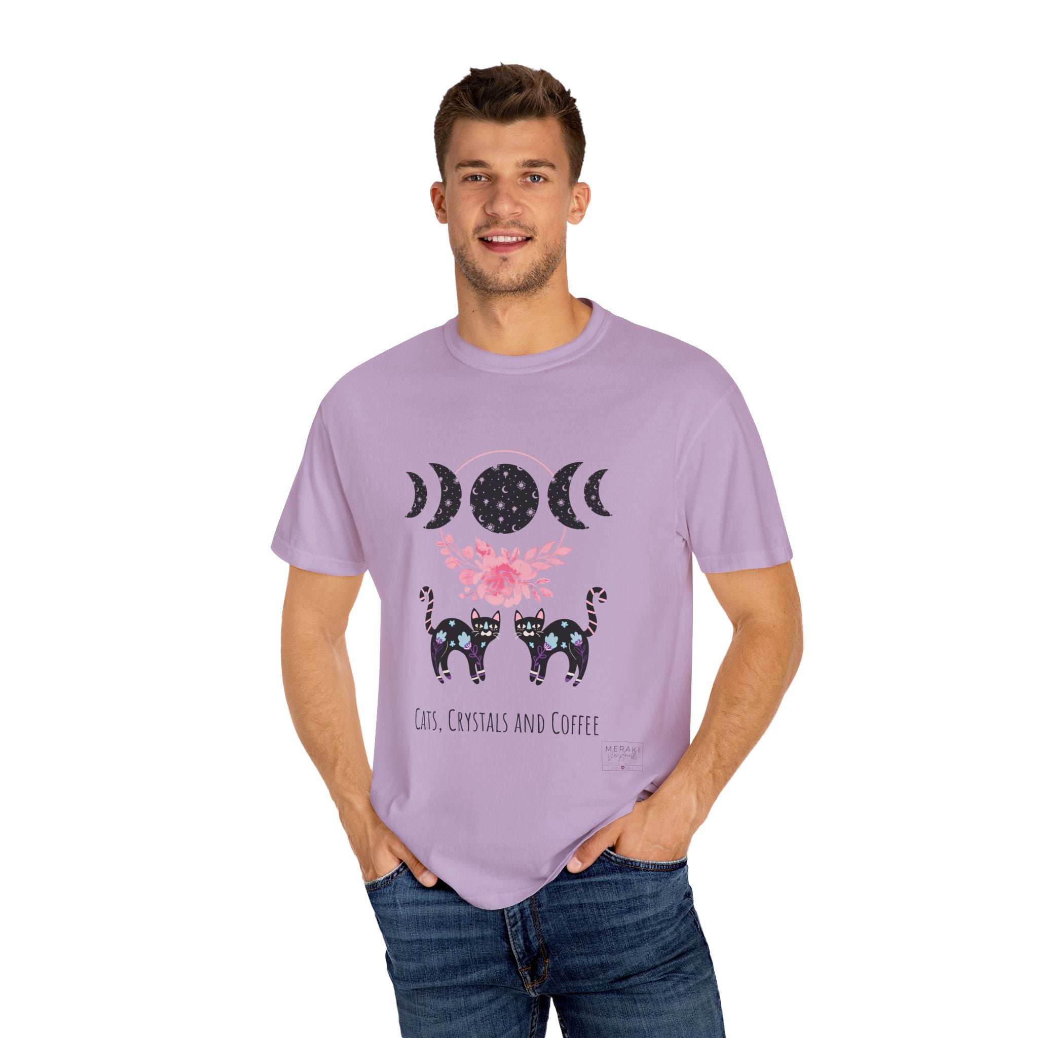 Unisex Cats, Crystals, Coffee T-Shirt