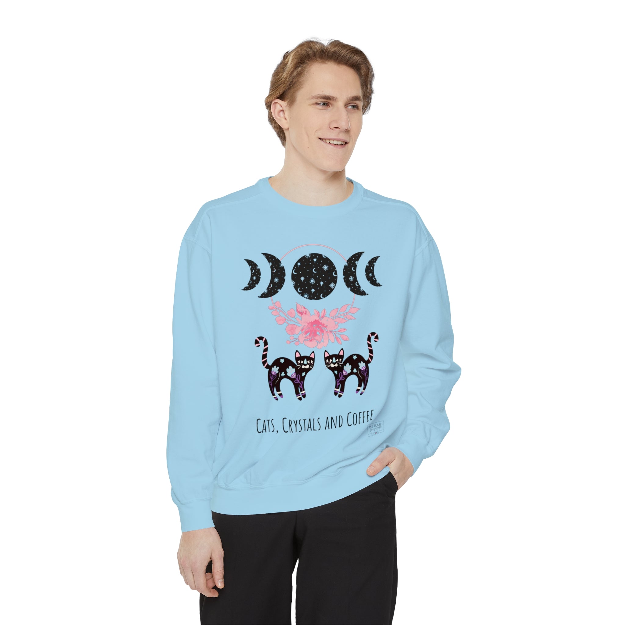 Unisex Cats, Crystals, Coffee Sweatshirt