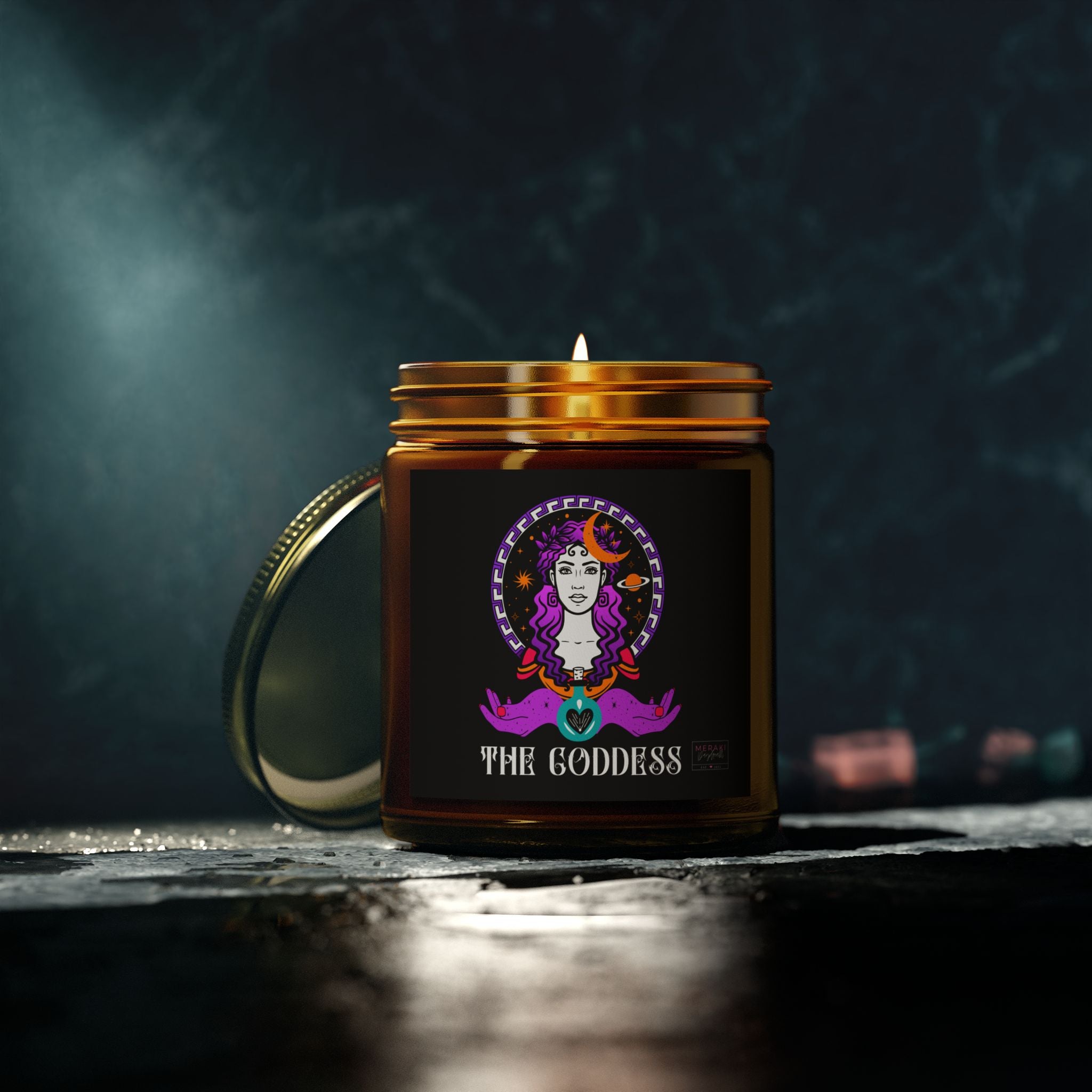 9oz amber glass candle for spiritual connection