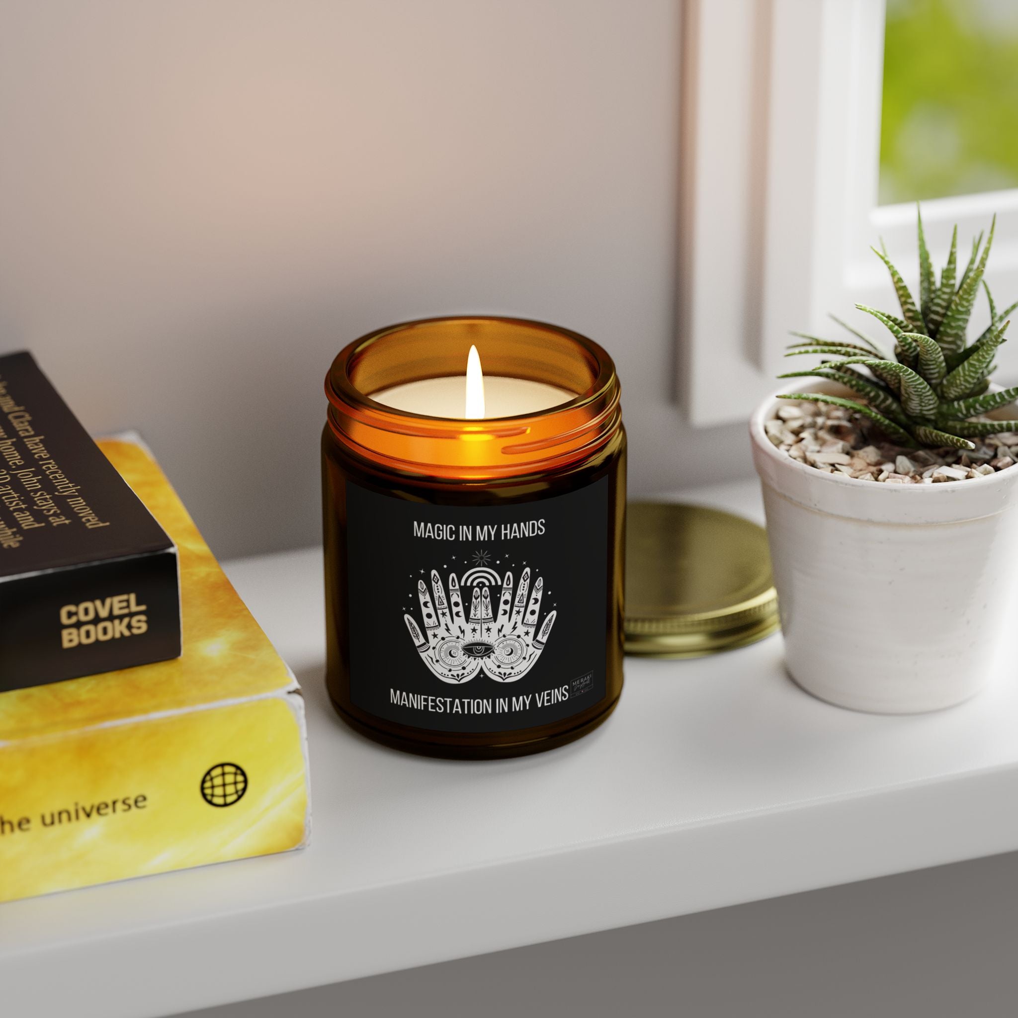 Amber jar candle for manifestation and self-trust