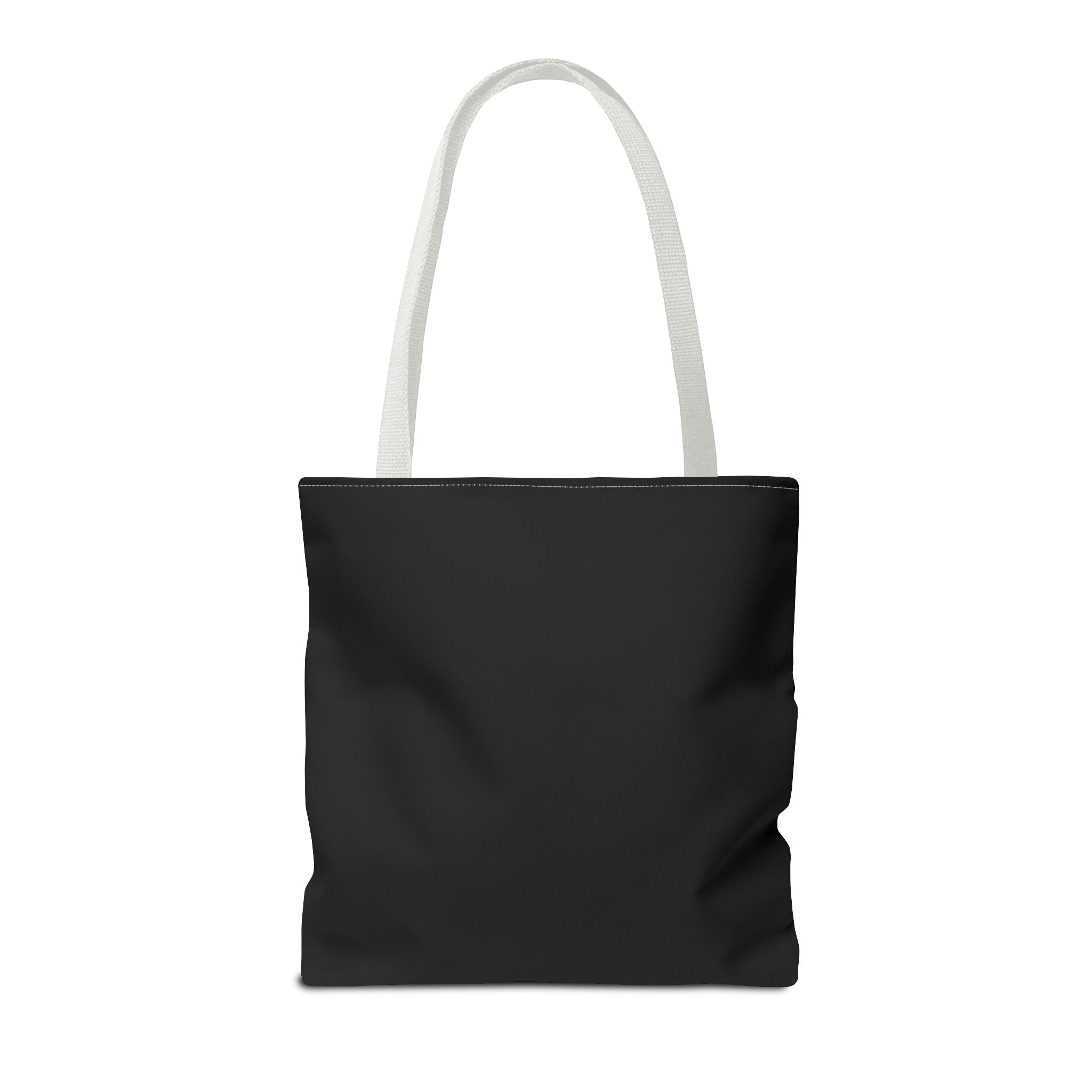 Back view of 16 inch fall spiritual tote bag white handle