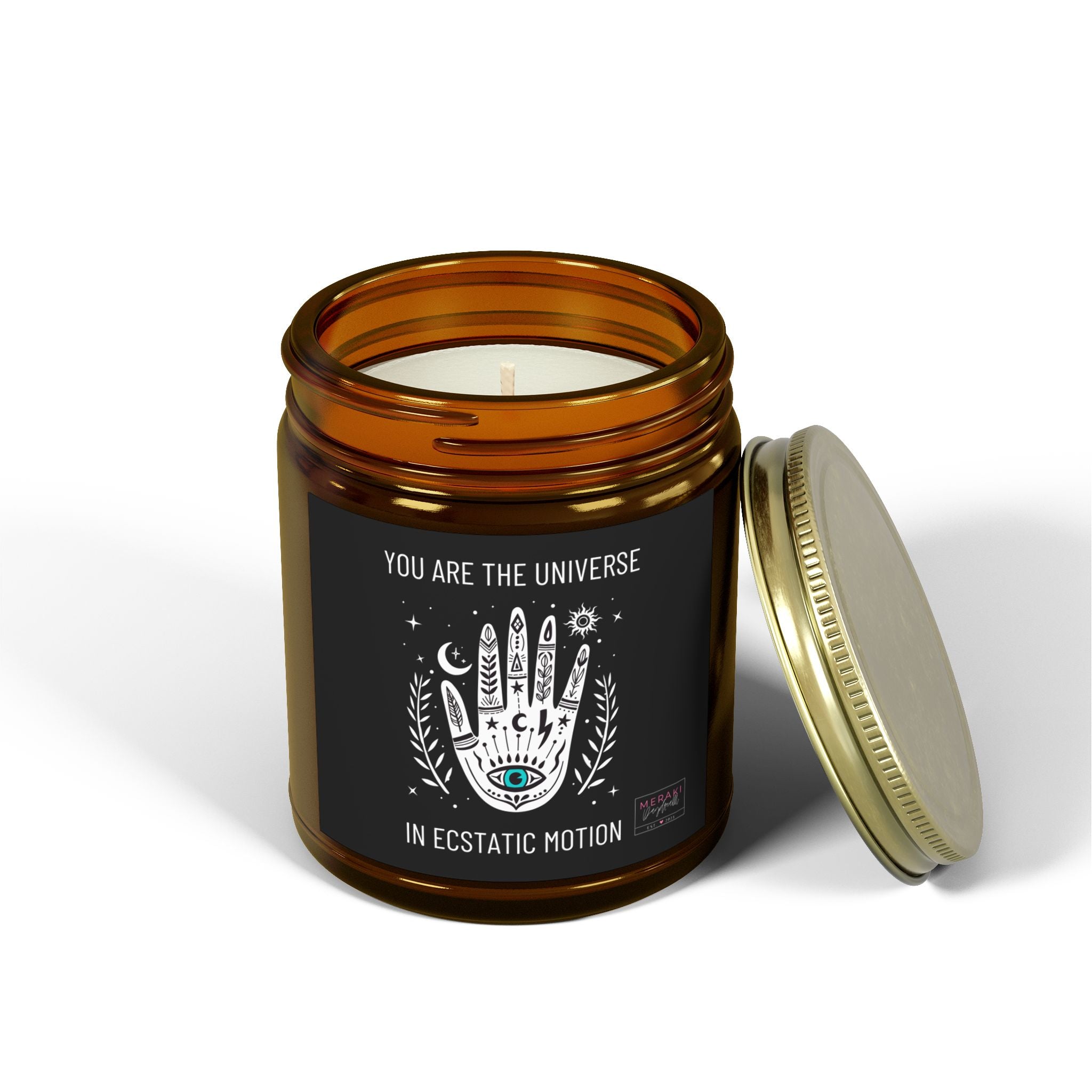 Beachwood spiritual candle for flow and cosmic alignment