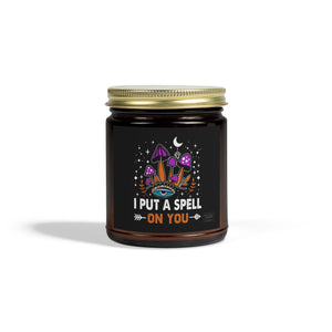 I Put A Spell on You candle in amber jar with gold lid