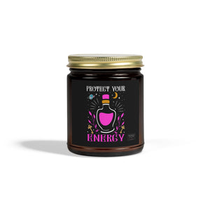 Protect Your Energy candle in amber jar with gold lid