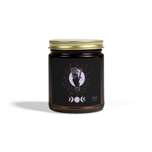 Tarot Moon candle in amber jar with gold lid