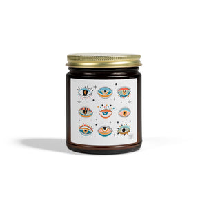 Third Eye Thoughts candle in amber jar with gold lid