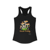 Front of black Bloom Wildly tank top with soft floral-inspired design